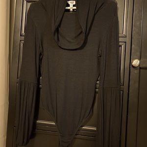 Black cowl neck bodysuit/open back - Small